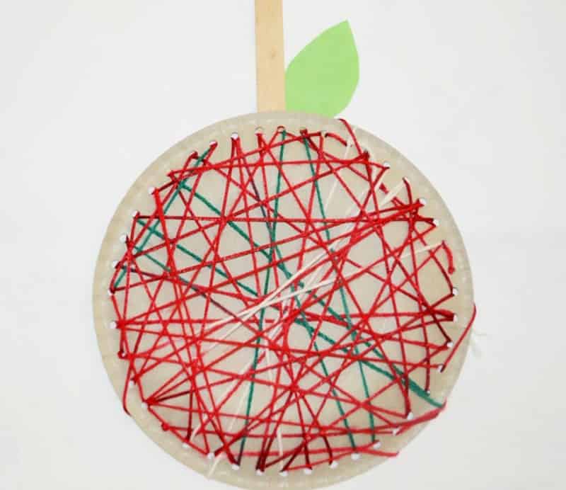 Apple Paper Plate Lacing Activity