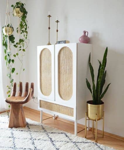 Beach-Themed Wicker Cabinet