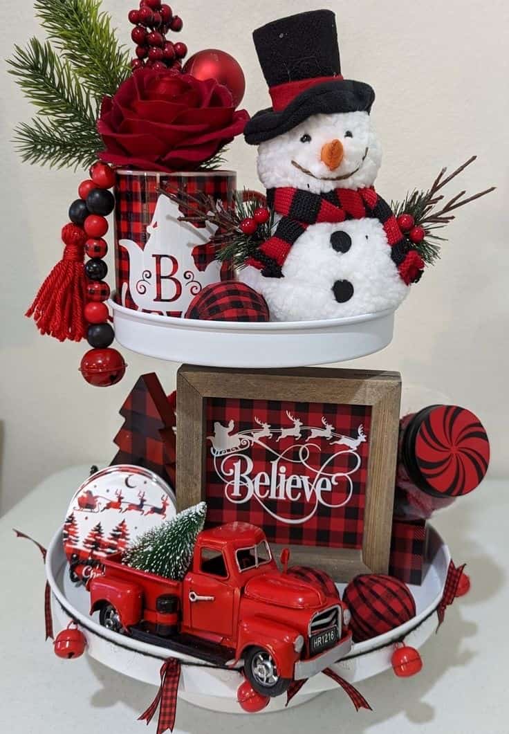 SNOWMAN TIERED TRAY