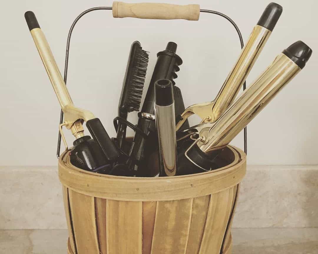 Keep Your Hair Styling Tools in a Wooden Basket