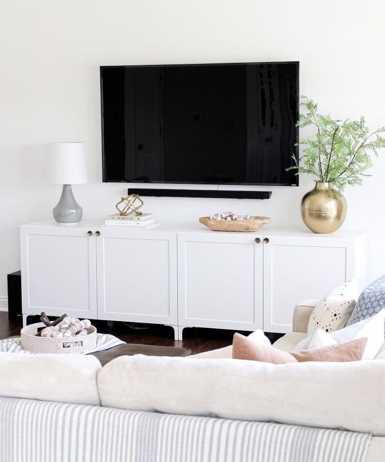 Stack Two Shelves Side-by-Side for a Wide TV Stand