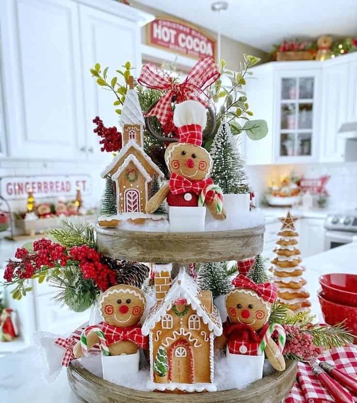 GINGERBREAD CHRISTMAS TIERED TRAY