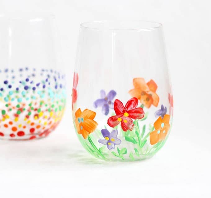 Floral Wineglass