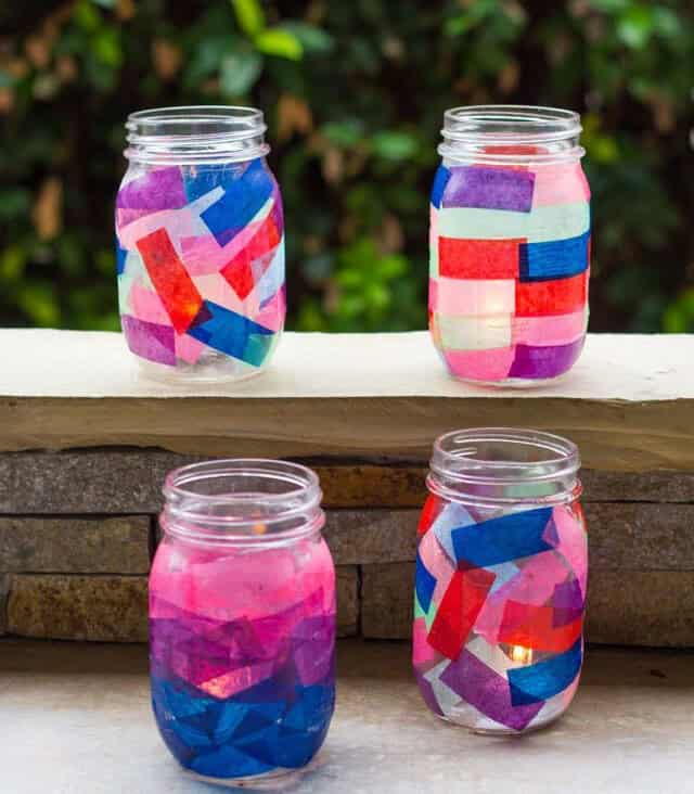 Tissue Paper Mason Jar Lanterns