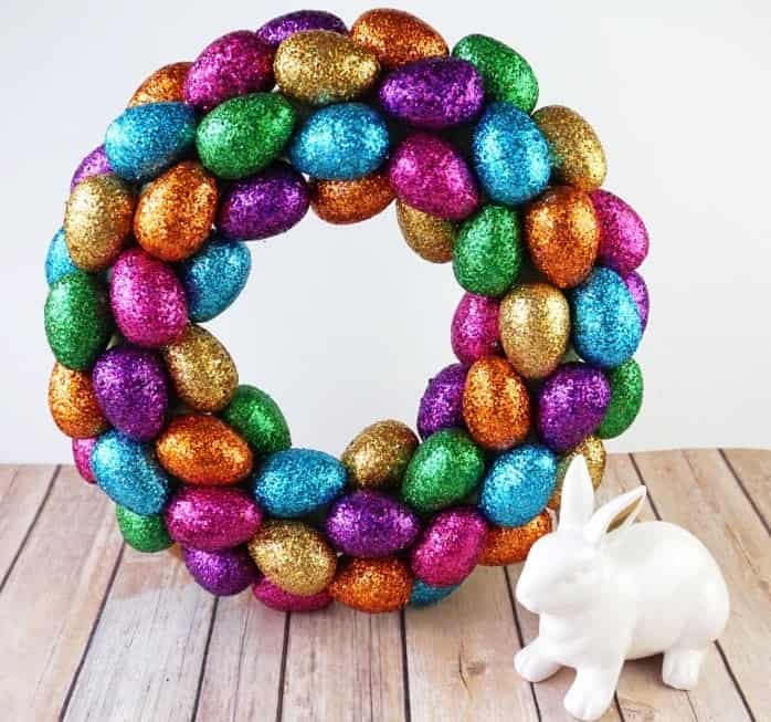 DIY Glittered Easter Egg Wreath