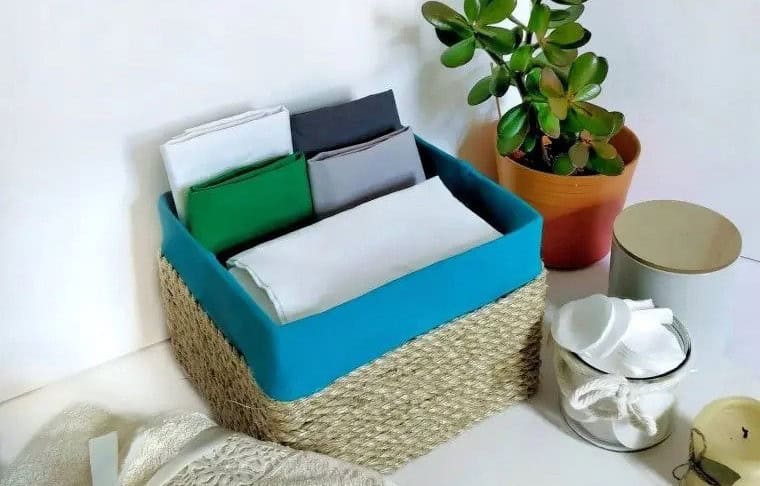 DIY Square Rope Basket Organizer