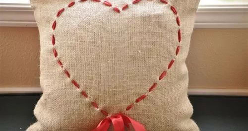 Heart Burlap Pillow