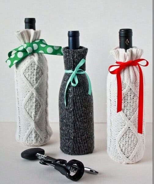 DIY Sweater Sleeve Wine Gift Bags