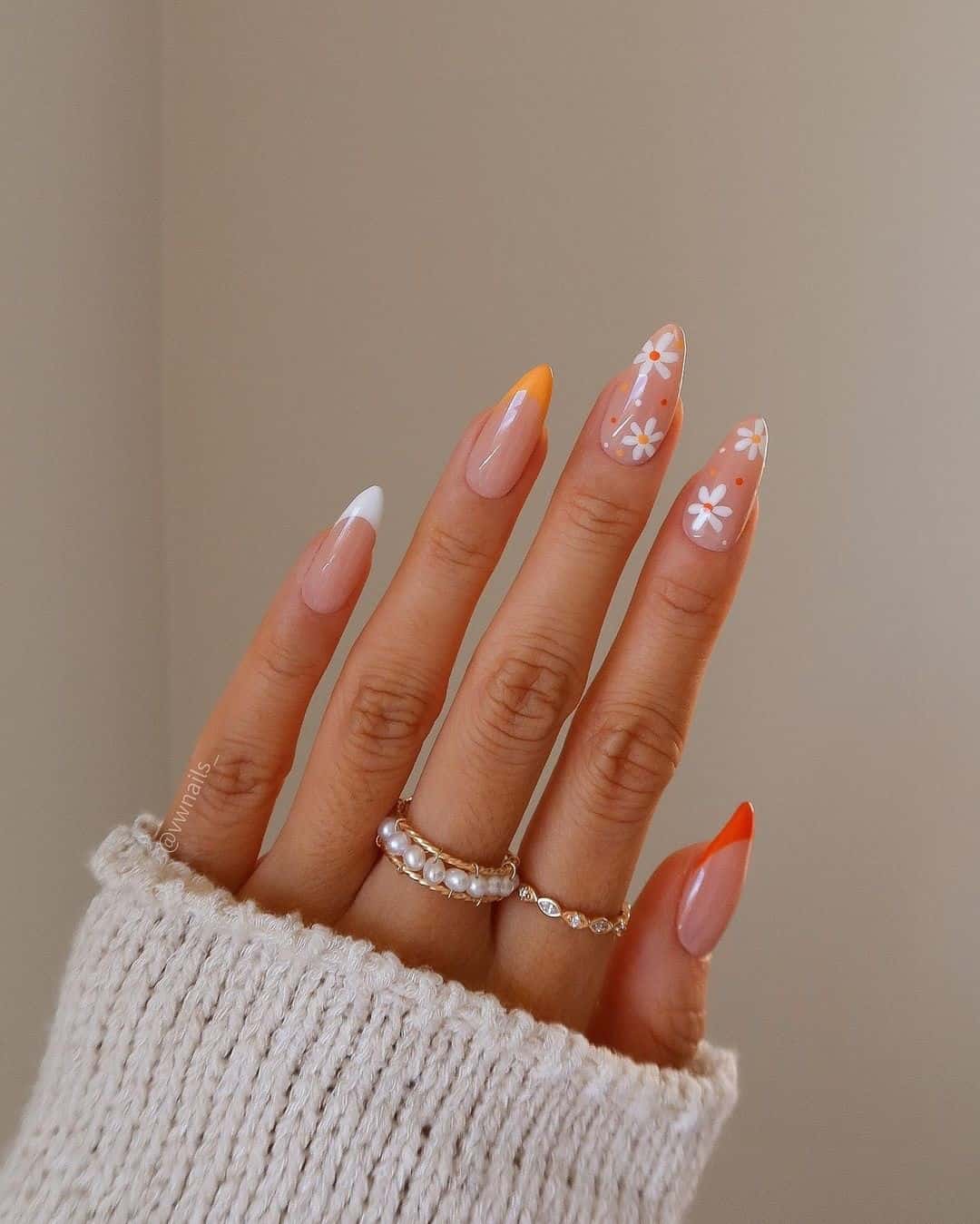 YELLOW AND ORANGE FLORAL NAILS