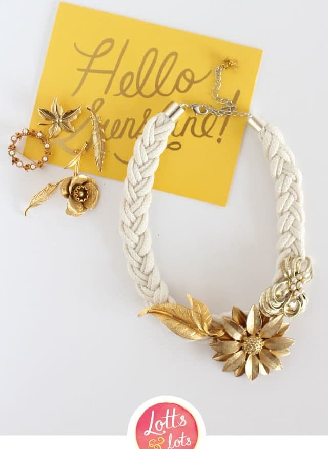 DIY Rope and Brooch Statement Necklace