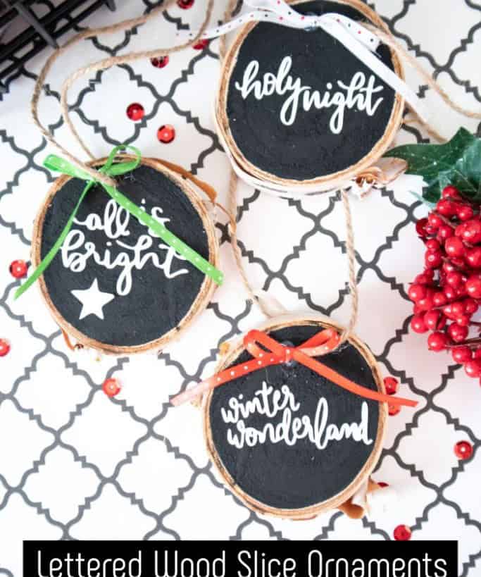 Lettered Wood Slice Ornaments