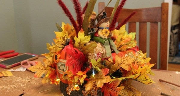 Dollar Store Lighted Thanksgiving Centerpiece