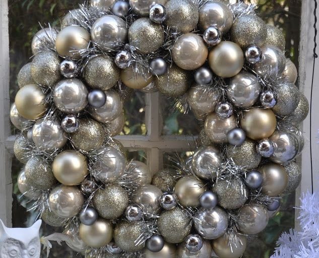 Farmhouse Metallic Ornament Wreath