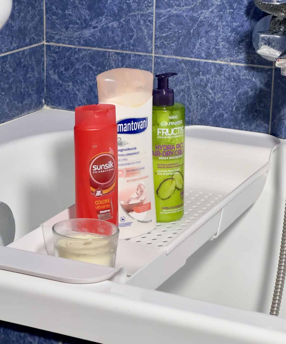 Use A Bath Tub Tray For Extra Storage