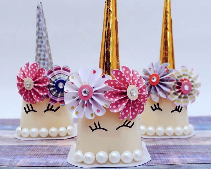 Pudding Cups Turned Unicorn Party Favors