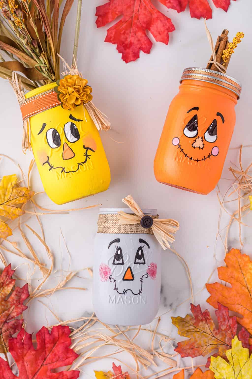 SCARECROW PAINTED MASON JARS