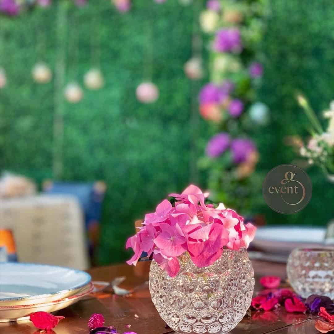 Clear Glass Vase with Flowers In It