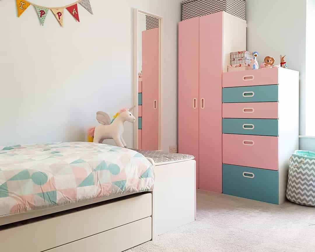 Pastel Wardrobe and Drawer Set