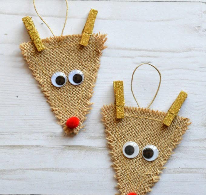 Burlap Reindeer Ornament