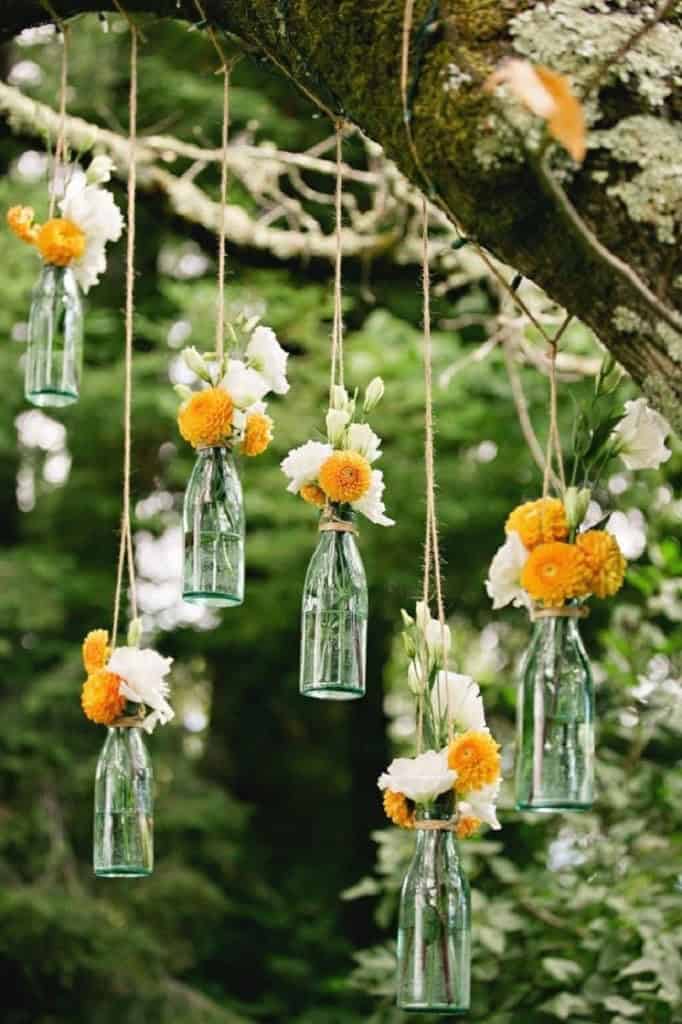 HANGING BOTTLES WITH FLOWERS