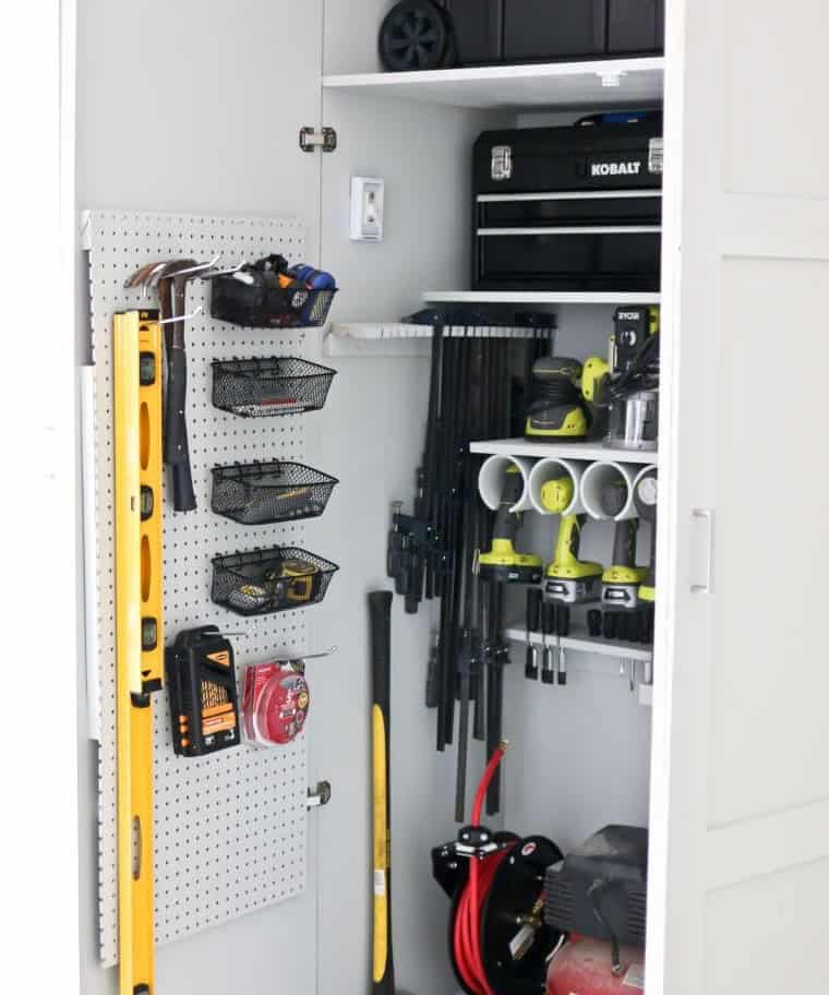 Simple DIY Storage Cabinet with Metal Wire Baskets