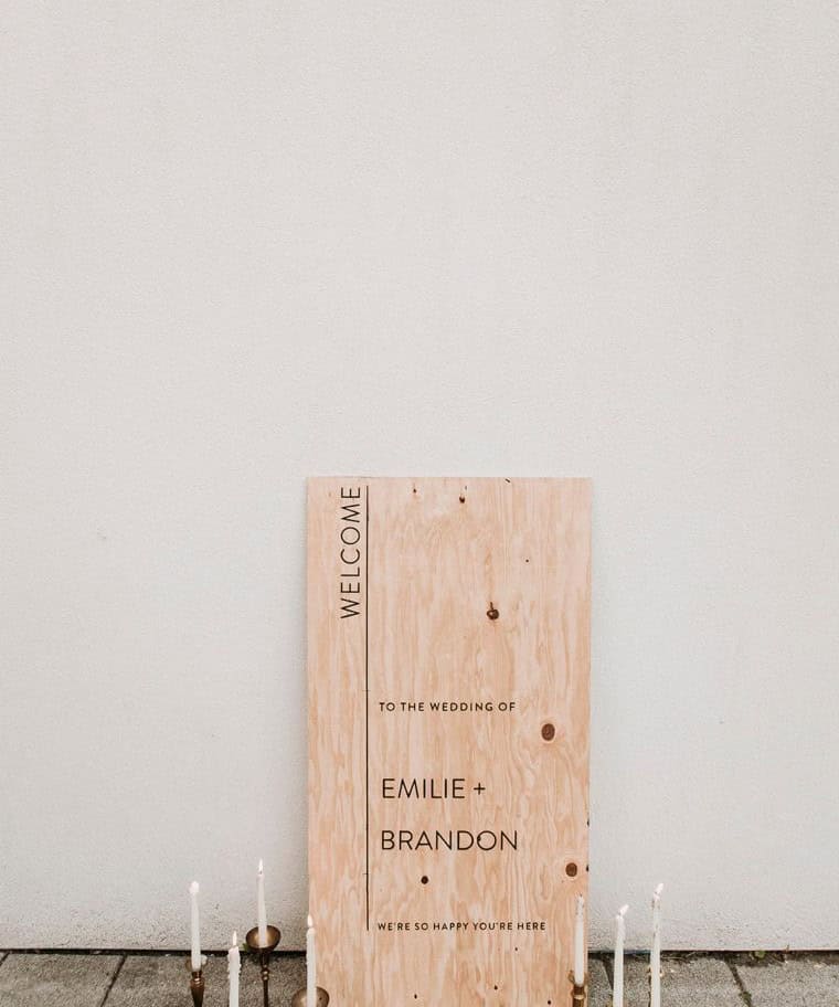 Minimalist Plywood Wedding Sign