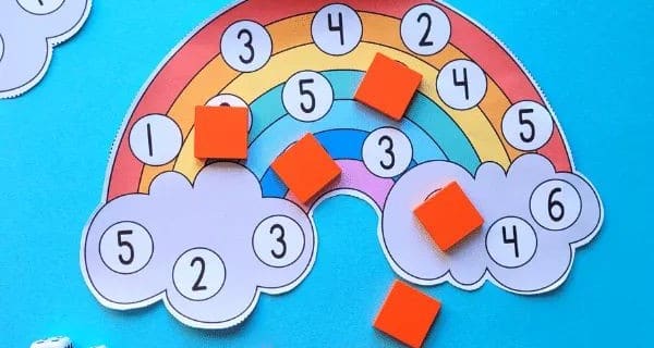 Rainbow Roll and Cover Math Game