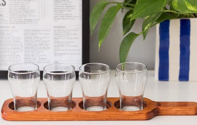 Beer Flight Paddle and Glasses