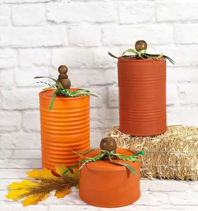 Recycled Tin Can Pumpkins