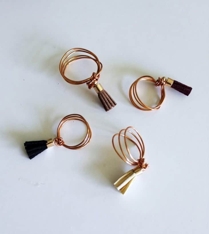 DIY Wire Ring with Leather Tassels