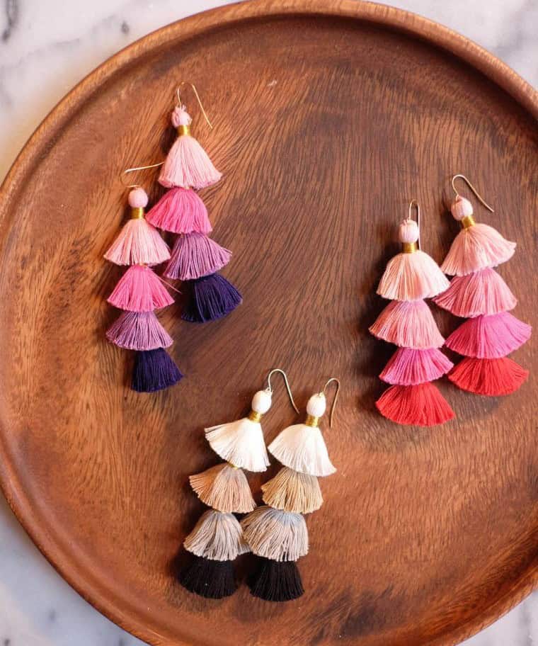 Multicolor Stacked Tassel Earrings