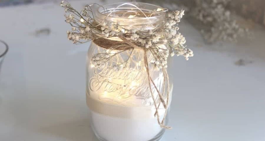 Glowing Rustic Farmhouse Mason Jar Centerpiece