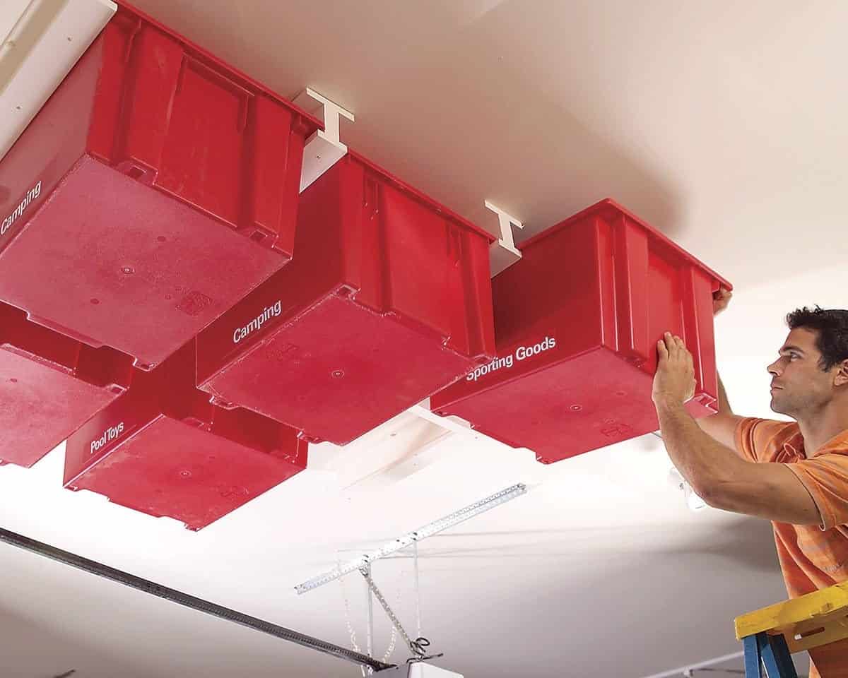 Sliding Storage System On the Garage Ceiling