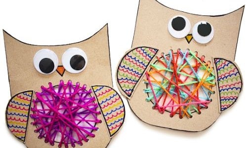 Yarn Lacing Cardboard Owl