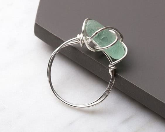 Wire-Wrapped Sea Glass Ring