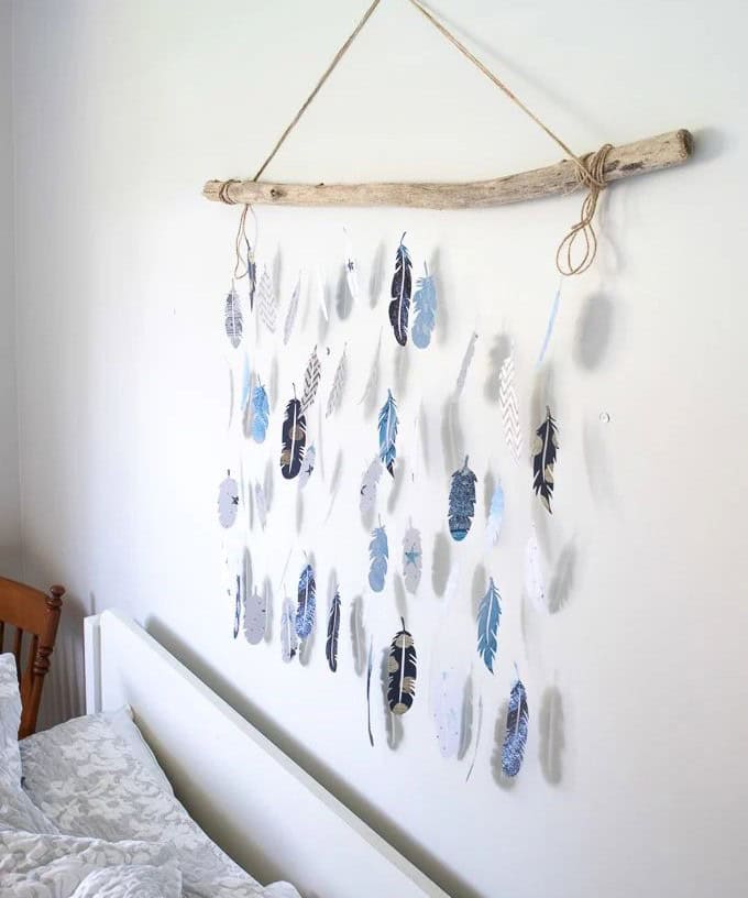 Earthy Paper Feather Wall Decor