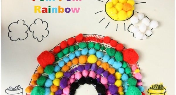 Pom Pom Rainbow Collage