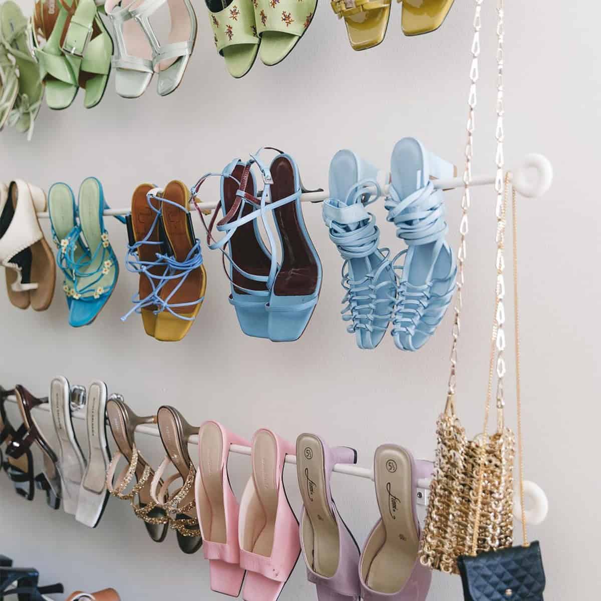 Curtain Rod Shoe Storage