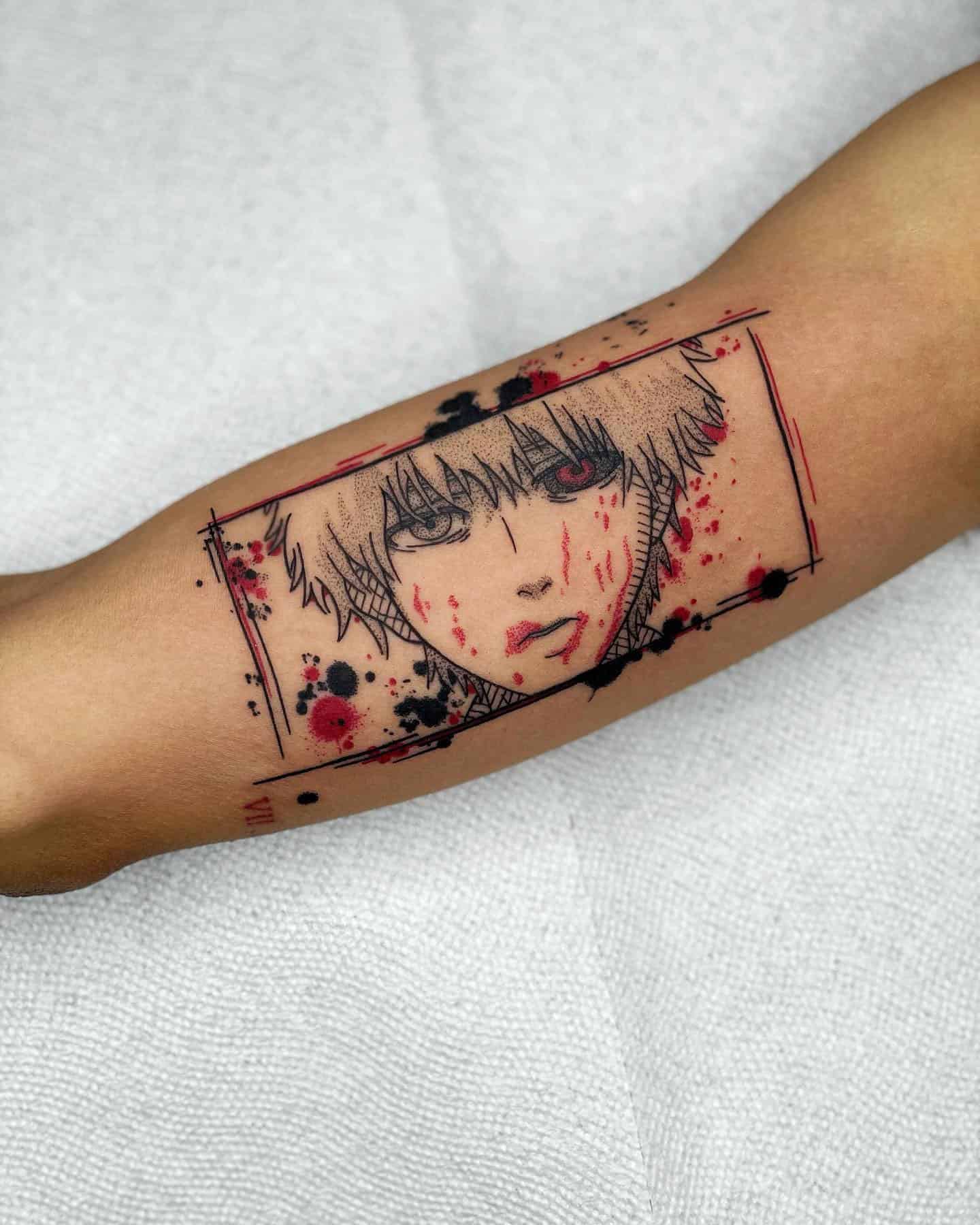 17] Tokyo Ghoul Anime Tattoo Masterpiece: Creative Bicep Ink