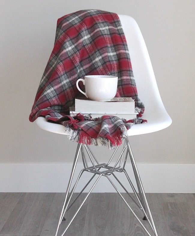 DIY Fringed Flannel Throw