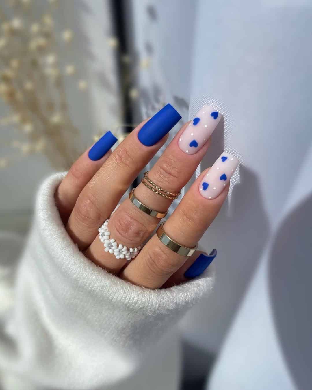 BLUE HEARTS NAILS