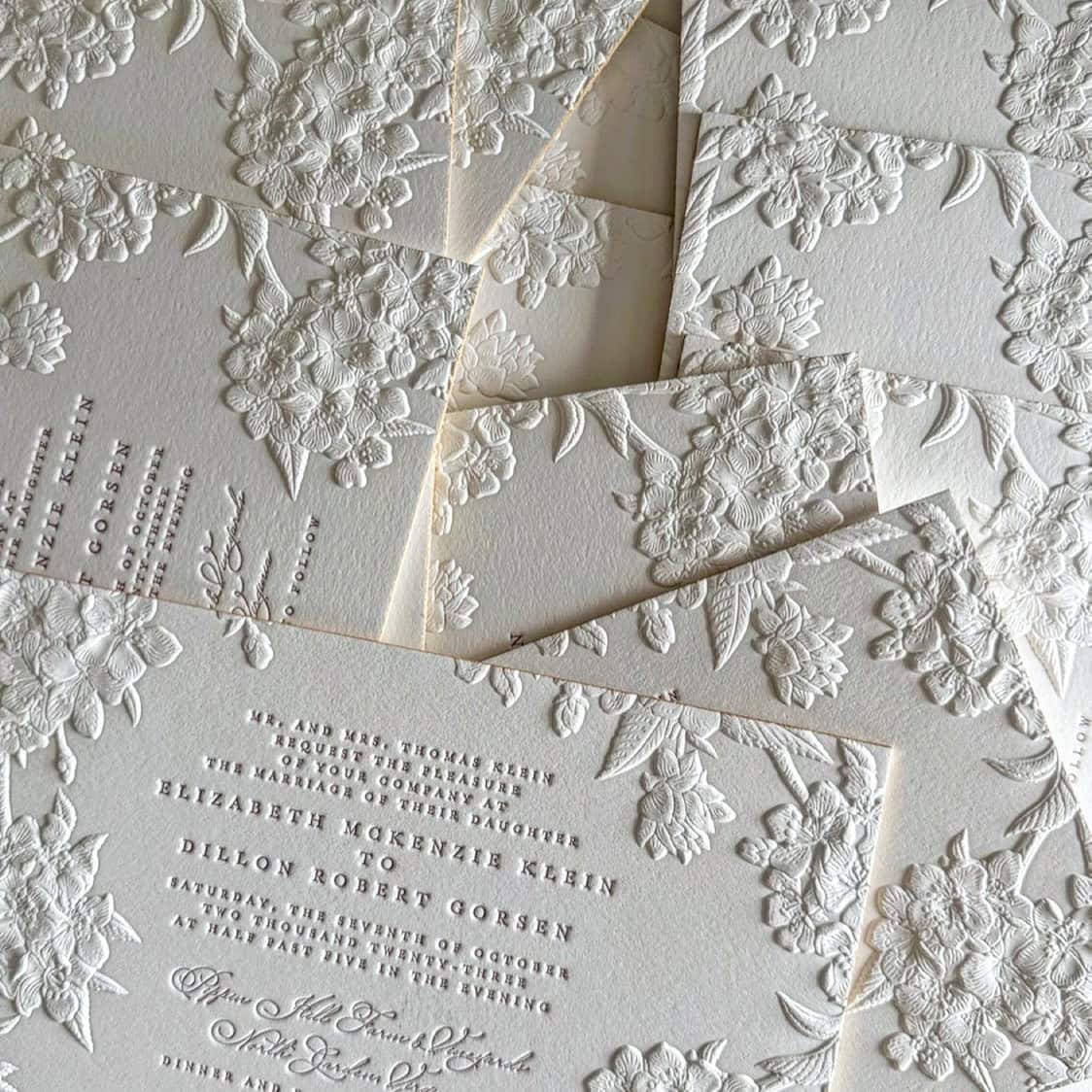 Monochrome Embossed Invitations