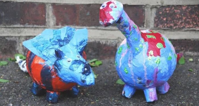 Paper Mache Dino Bank