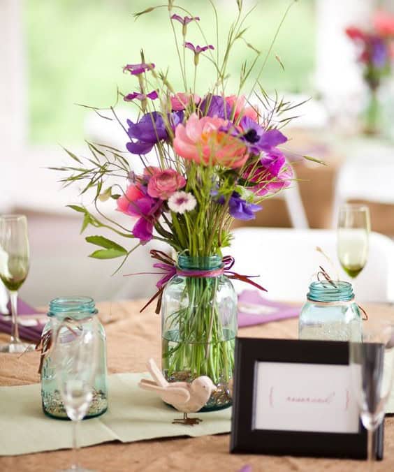 Spring Arrangement Mason Jar Centerpiece