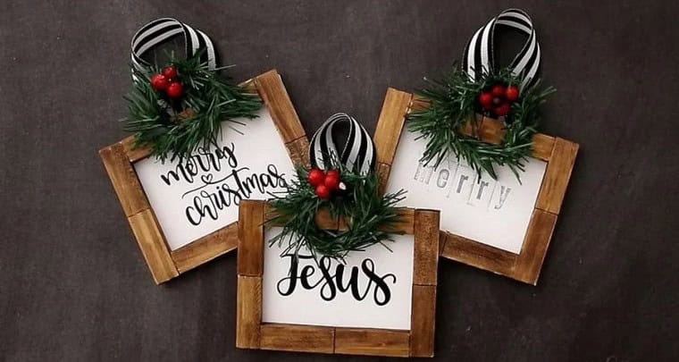 Farmhouse Christmas Sign Ornaments