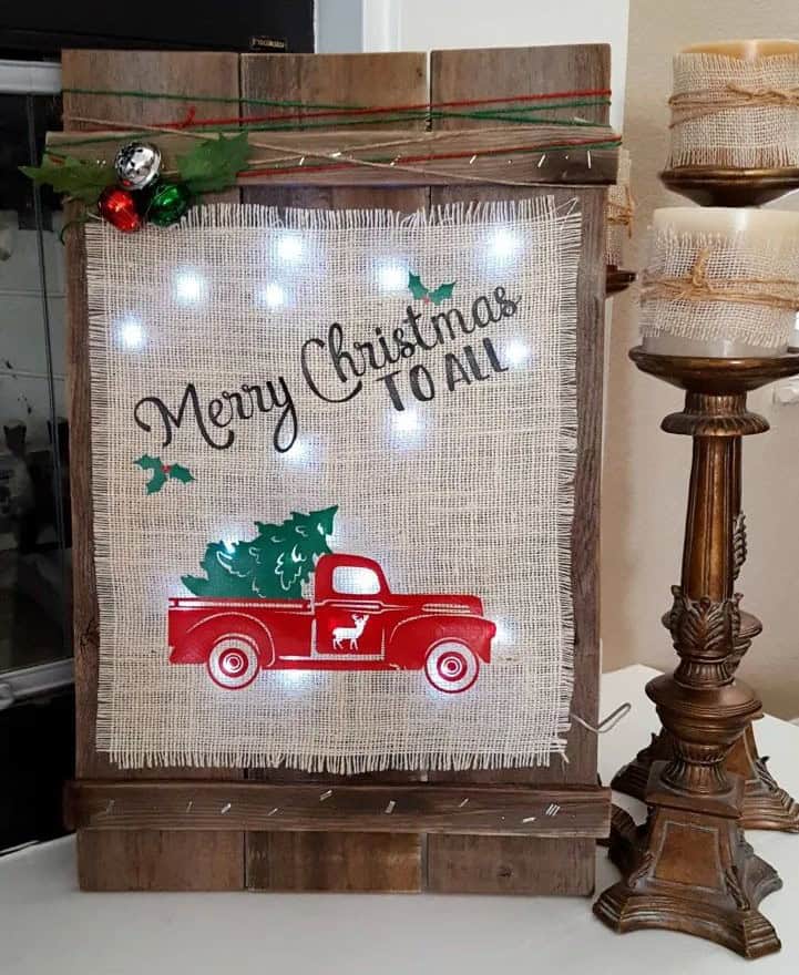 Christmas Wood Burlap Sign