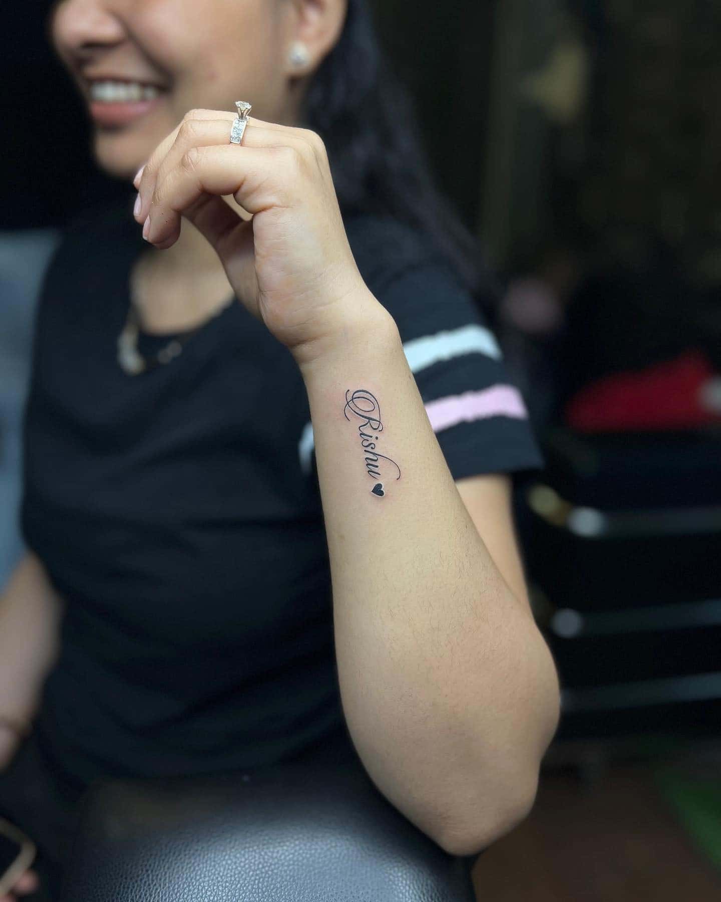 33] ‘Rishu’ Name with Heart: Personalized Wrist Ink