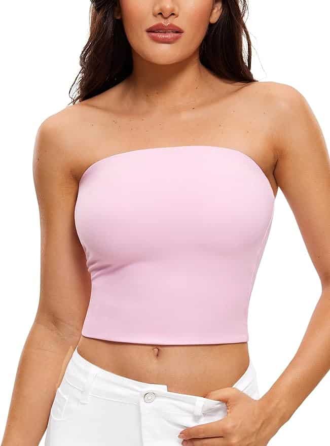 PINK TUBE TOP + WHITE PANTS