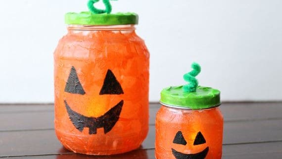 Light-Up Pumpkin Jars