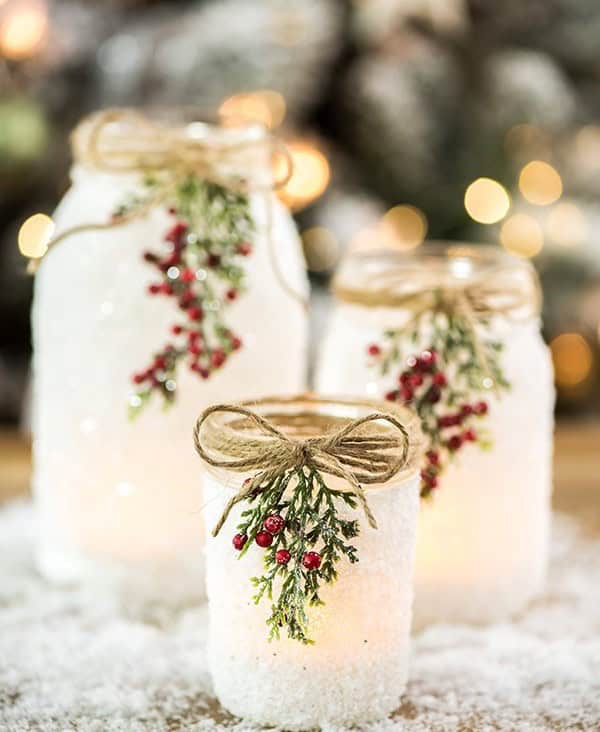 DIY Snowy Mason Jars